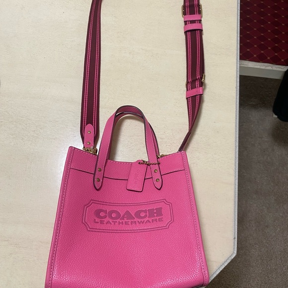 Coach Fuchsia Crossbody Bag with Burgundy Strap - Picture 3 of 5